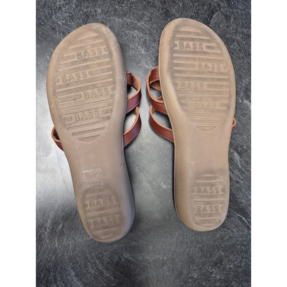 G.H. Bass 7.5W Wide Women's SunnJuns Leather Slide Sandals Retro Comfort Brown - Picture 5 of 7